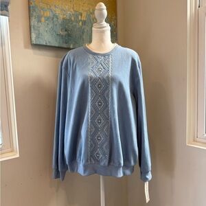 Alfred Dunner Blue Embroidered Sweater size XL Grandmacore